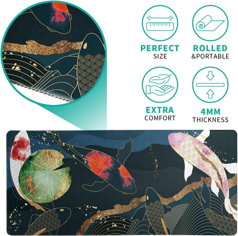 Japanese Gaming Mouse Pad XL - Extended Large Desk Mat, Stitched Edges Mousepad, 3mm Thick Non-Slip Rubber Base