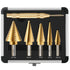 6 Pcs Step Drill Bit Set, High Speed Steel Unibit Drill Bits, Automatic Center Punch for Sheet Metal, 50 Sizes