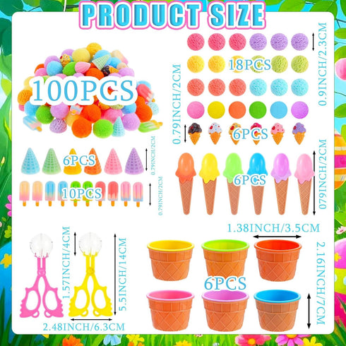 OAXNTGW 154 Summer Counting Counts Summer Counting Pcs Ice Cream Sensory Bin Items Sorting Sensory Bin Filler Fine