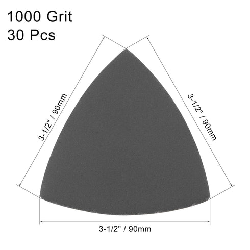 uxcell Triangular Sandpaper Hook and Loop Triangle Sanding Pad Fit 3-1/2" Oscillating Multi-Tool Silicon Carbide for Wet/Dry Use 1000 Grit 30pcs