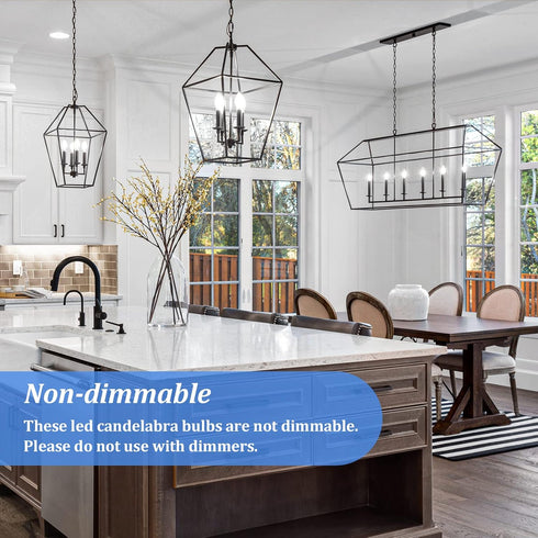 Brightever E12 Candelabra LED Light Bulbs 60 Watt Equivalent, 620 Lumen 6W Clear LED Filament Candle Bulbs, Daylight