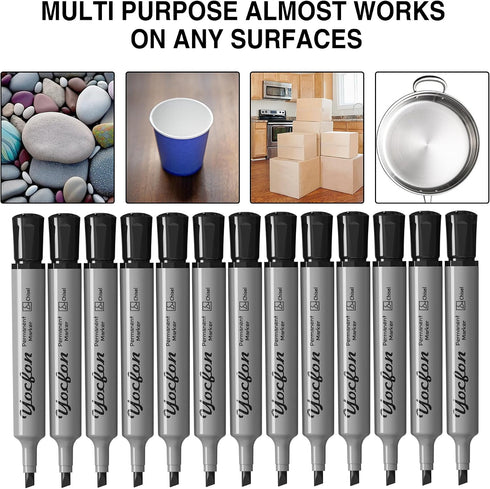 Yocfon Markers,128 Pack, Permanent Crown Whiteboard Markers With Chisel Tip, Waterproof Markers, Works On Plastic