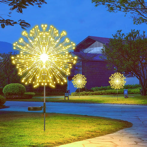 Set of 2 Outdoor Solar Decorative Lights with 210 LEDs, Waterproof Firework Lights for Garden and Pathway