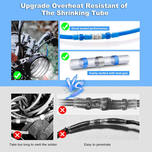 120PCS, Kuject Heat Shrink Solder Seal Wire Connectors Kit Waterproof Butt Connector Heat Shrink Electrical Terminals