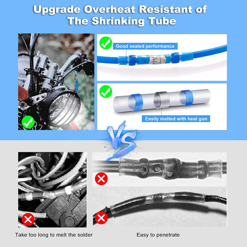 Kuject 270PCS Solder Seal Wire Connectors, Waterproof Insulated Electrical Butt Splice Terminals for Marine Automotive