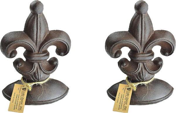 Lulu Decor Cast Iron Fleur De Lis Door Stop, 2 Lbs, Antique Brown Door Stopper (Set of 2)