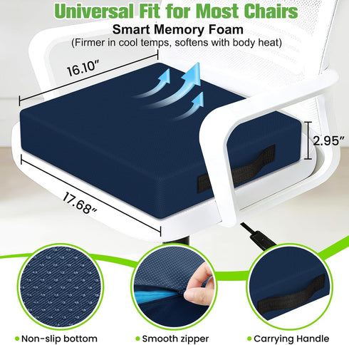 TranquilZone Tailbone Seat Cushion for Office Chairs, Memory Foam Chair Cushion with Patterned Core for Even Support