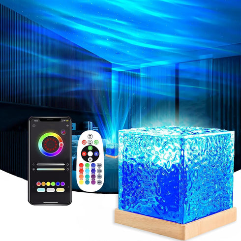 Ocean Wave Projector Light, 16-Color Luminorthe Cube Lamp and App Remote, 3D