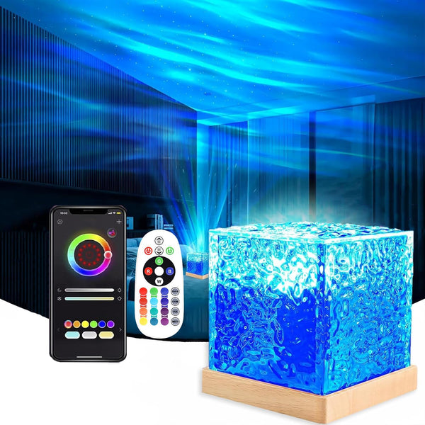 Ocean Wave Projector Light, 16-Color Luminorthe Cube Lamp and App Remote, 3D