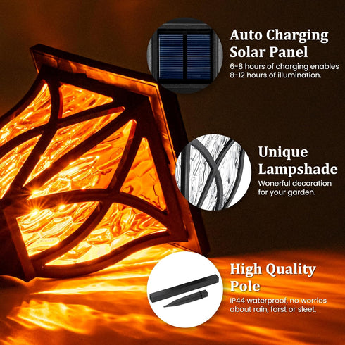 6 Pack GIGALUMI Solar Lights Outdoor Waterproof, Flickering Flame LED Lights, Garden Decor for Yard, Patio, Landscape