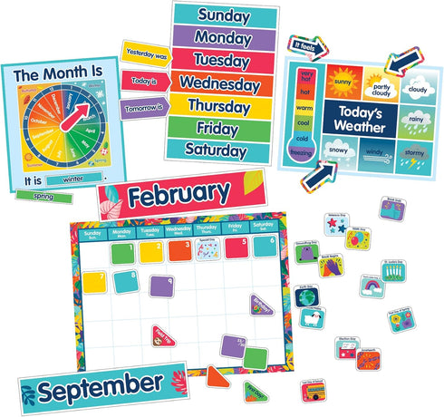 Carson Dellosa One World Calendar Bulletin Board Set with Monthly Wall Calendar, Numbers, and Birthdays Cover Ups