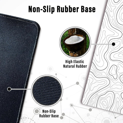Large Ovenbird Gaming Mouse Pad, Minimalist Topographic Map Desk Mat, Extended XL with Anti-Slip Base, 31.5 x 11.8 in,