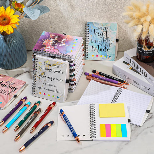 Zhanmai 20 Sets Employee Appreciation Gifts - Marble Sign Inspirational Spiral Notebooks with Motivational Pens