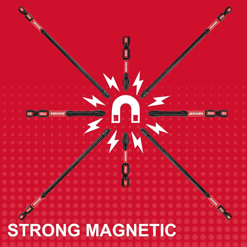 Impact Tough #2 Phillips Mixed Driver Bits, 30 Pack, 2/3/6 in. D2 Steel Long Extension, 1/4 Inch Hex Shank