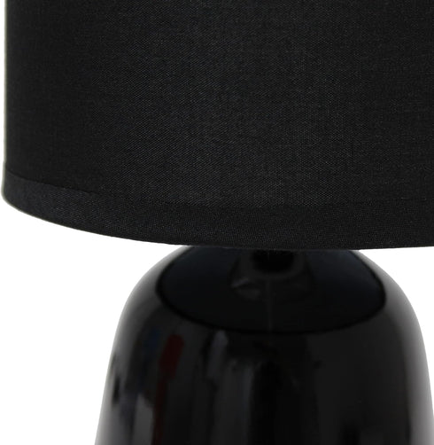 Simple Designs LT1134-BLK 10.04" Tall Traditional Ceramic Bedside Table Lamp with Matching Fabric Shade