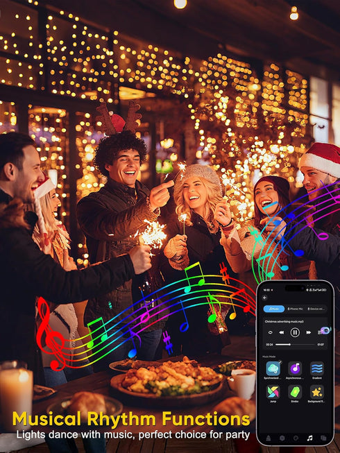 66FT 200 Guhope Smart Color Changing Christmas Lights, LED RGB Christmas String Lights with App & Remote Control