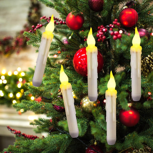6 Pack Remote LED Taper Candles Battery Operated, Halloween Floating Candle Lights Flickering Flameless Outdoor
