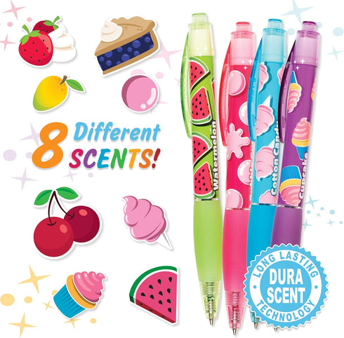 Glitter Gel Smens, Patented Gourmet Scented Colored Glitter Gel Ink Pens, Medium Point, 8 Count