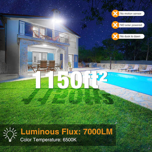 75W 7000LM IP65 6500K Onforu LED Security Light, Brightness Outdoor Flood Light Fixture Switch Controlled, Waterproof