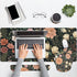 Arttown Set 4 1 Spring Flower Desk Mat Leaves Floral Colorful Mouse Pad in Ergonomic Design Large Mousepad + Keyboard