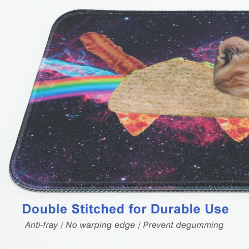 Small Mouse Pad for Laptop, Cute Premium-Textured Mouse Mat, Washable Non-Slip Rubber Base, Space Unicorn Cat