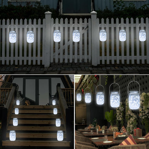 12 Pack 30 12 SmilingTown Solar Mason Jar String Light Lids LED Fairy Firefly Inserts Lighting with Hangers Waterproof