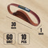 POWERTEC 111280 Sanding Belts, 1 x 30 Inch, 60 Grit Aluminum Oxide, 10PK for WEN 6515T/Bucktool