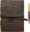 Leather Bound Journal for Men and Women, Handmade Gift Set with USA Flag Embossed Journal & Pen