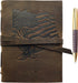 Leather Bound Journal for Men and Women, Handmade Gift Set with USA Flag Embossed Journal & Pen