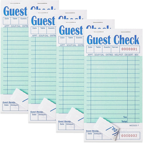 ZPARIK 4 Pack Green Guest Checks Books for Servers Server Note Pads,