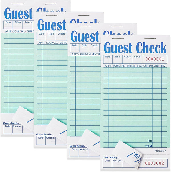 ZPARIK 4 Pack Green Guest Checks Books for Servers Server Note Pads,