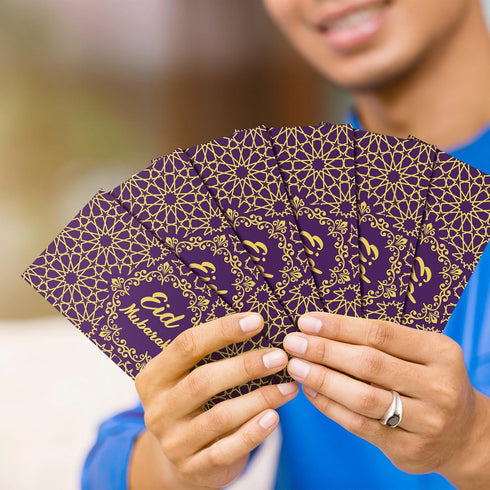 Sinmoe 72 Pcs Eid Mubarak Money Envelopes Bulk 6.7 x 3.2 inch Gold Foil Cash Set for Eid Holiday