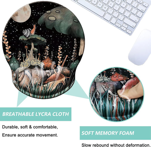 Mouse Pad with Wrist Support, Ergonomic Memory Foam Wrist Rest Cushion, Non-Slip Rubber Base Gaming Mice Pad (Snail)
