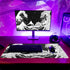 Black and White Japanese Wave Dragon Gaming Mouse Pad - Abstract Non-Slip Rubber Base, 31.5x11.8 Inch, Stitched Edges