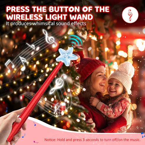 Magic Christmas Light Wand Wireless Magic Remote Wand Switch Kit with Music Surpised for Kids Remote Control Outlet