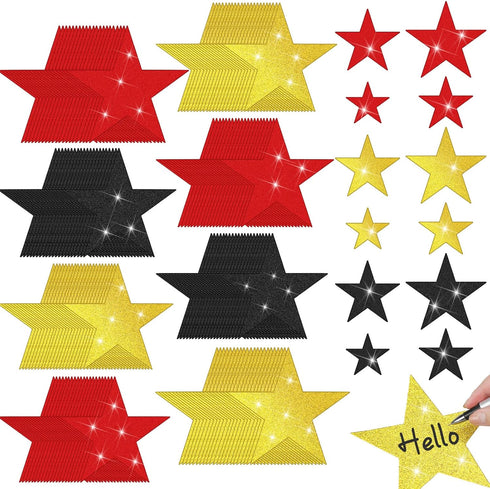 Ctosree 256 Pieces Glitter Star Cutouts, Paper Stars Decorations for Bulletin Board Classroom Movie Night Party Decor