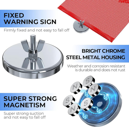 4 3.1in PCS Magnetic Flag Holder for Truck, Heavy Duty Magnet Kit for Wire Loop Flags, Diameter Magnet Mount Base