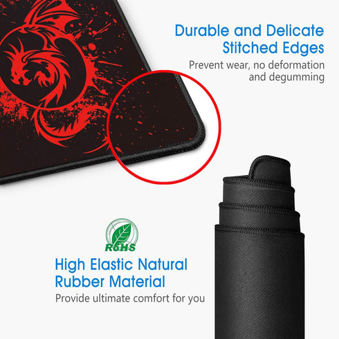 Large Gaming Mouse Pad, Fly Dragon Design Mouse Mat for Office Computer (A-Red)