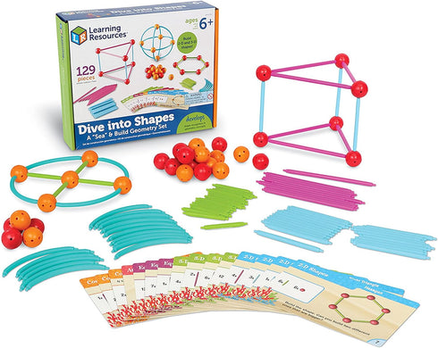 Learning Resources Dive into Shapes! Geometry Set, 129 Pieces, Ages 6+, Develops Shape Recognition