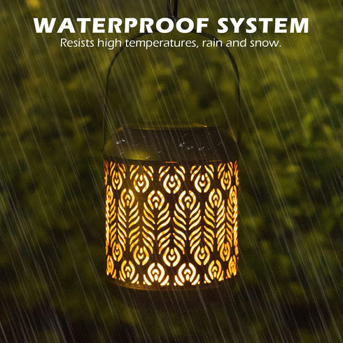 2 Pack LeiDrail Solar Lantern Outdoor Hanging Lanterns Garden Metal Decorative Light Warm White LED Waterproof