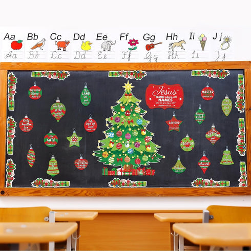Christmas Bulletin Board Decorations, Nativity Set, Names of Jesus Board, Religious Cutouts for School Decor