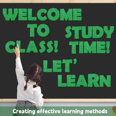 Qyeahkj 150 PCS Large 6" Font Letters and Punctuation Set, Glitter Green Classroom Alphabet Cutouts
