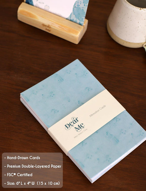 Dear Me Calmness Affirmation Cards Uniquely Designed Mindfulness Deck with Wooden Stand Positive Daily Affirmations