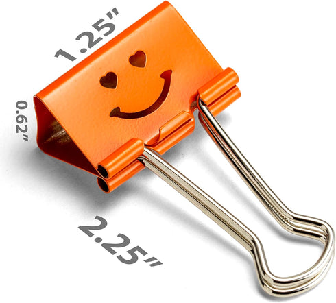 Officemate Smiling Face Binder Clips, Medium, Ass't Colors 36 Pcs, Paper Clamps for Office,Teacher Gifts, School and Home (31095) by Officemate