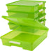Storex Classroom Craft Project Box, Stacking Plastic Organizer Fits 12x12 Scrapbooking Paper, Green, 5-Pack (63207U05C)