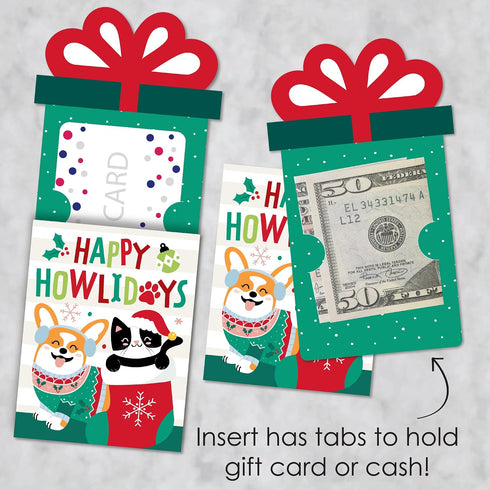 Set 8 Big Dot of Happiness Christmas Pets - Cats and Dogs Holiday Party Money and Gift Card Sleeves - Nifty Gifty Card