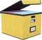 Huolewa Collapsible File Storage Organizer Box with Lid, Yellow Linen Document Storage for Letter/Legal Folders