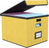 Huolewa Collapsible File Storage Organizer Box with Lid, Yellow Linen Document Storage for Letter/Legal Folders