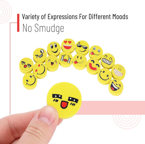 Mr. Pen Erasers, Pack of 64, Smiley Pencil Erasers for Kids, Fun School Supplies, Mini Erasers for Students