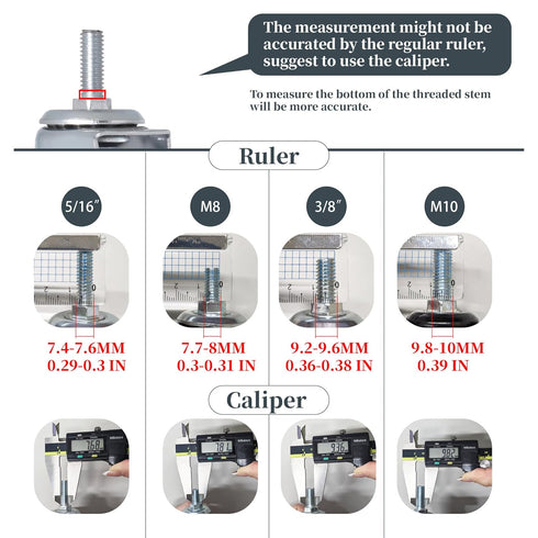 AXL Caster Wheels 3 Inch Set of 4 - Heavy Duty 3/8"-1" Threaded Stem Casters for Clothing Rack and Shelving
